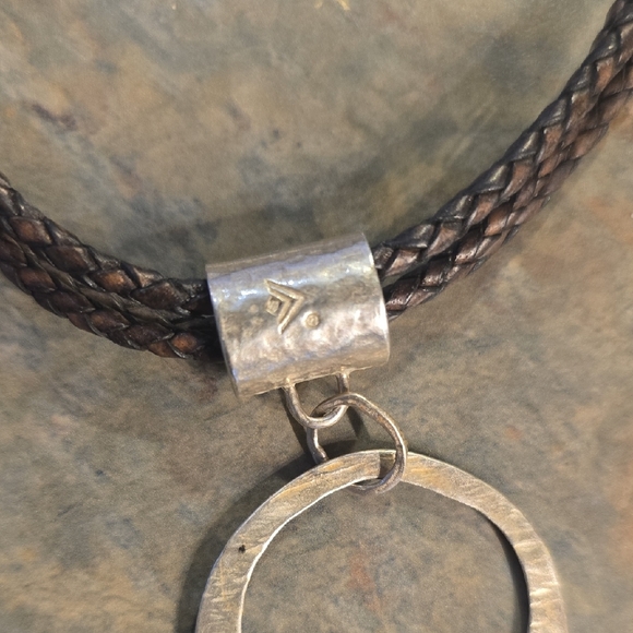 Silpada Brown Braided Necklace with Silver Pendant 16 Inch - Picture 3 of 3